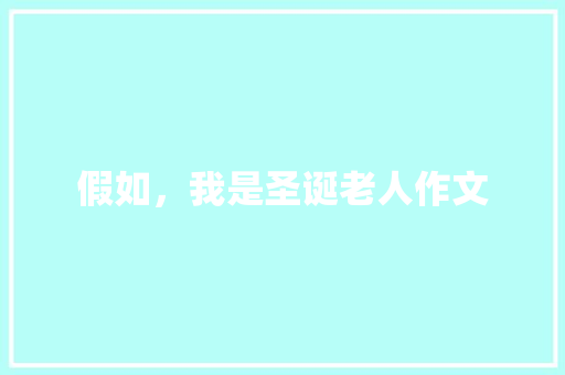 假如，我是圣诞老人作文