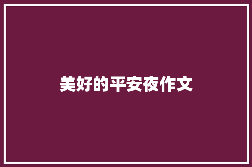 美好的平安夜作文