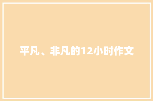 平凡、非凡的12小时作文