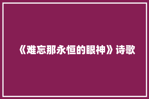 《难忘那永恒的眼神》诗歌