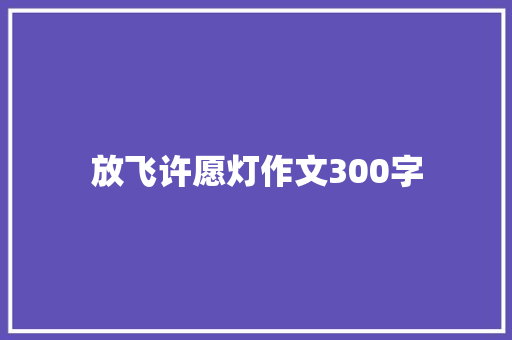 放飞许愿灯作文300字