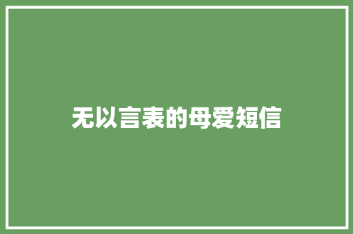 无以言表的母爱短信