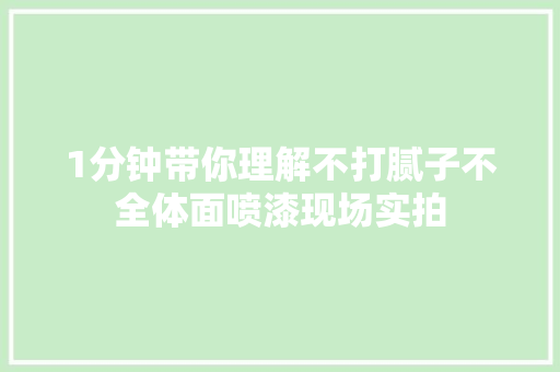 1分钟带你理解不打腻子不全体面喷漆现场实拍