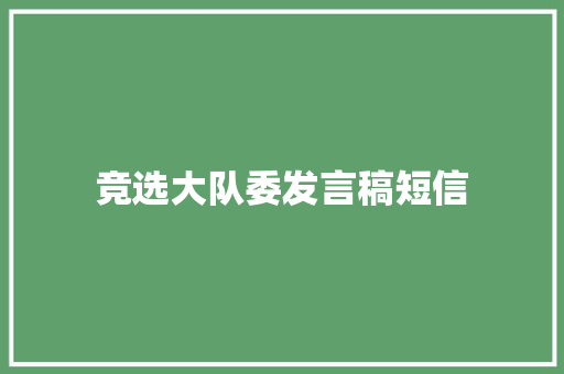 竞选大队委发言稿短信