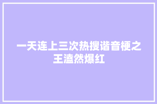 一天连上三次热搜谐音梗之王溘然爆红 休闲娱乐