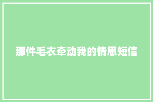 那件毛衣牵动我的情思短信