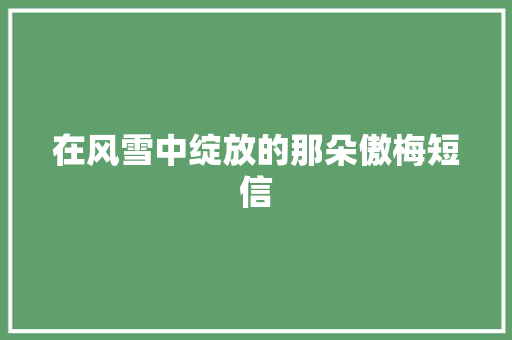 在风雪中绽放的那朵傲梅短信
