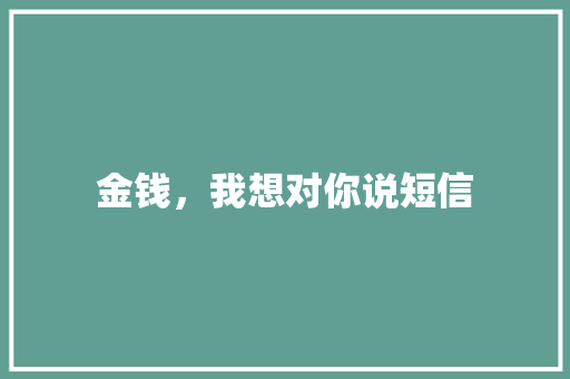 金钱，我想对你说短信