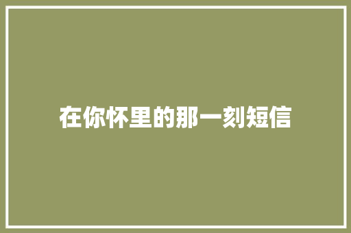 在你怀里的那一刻短信