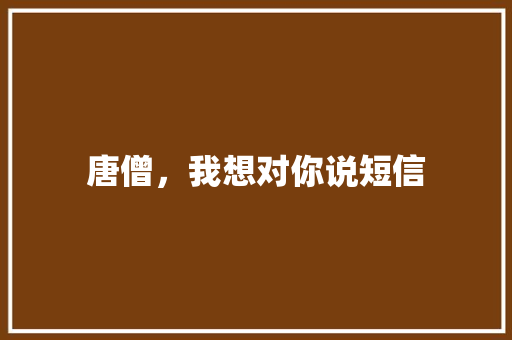 唐僧，我想对你说短信