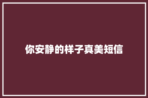 你安静的样子真美短信