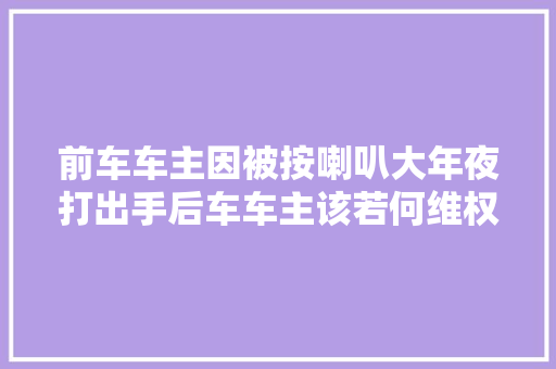 前车车主因被按喇叭大年夜打出手后车车主该若何维权
