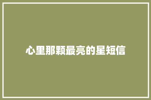 心里那颗最亮的星短信