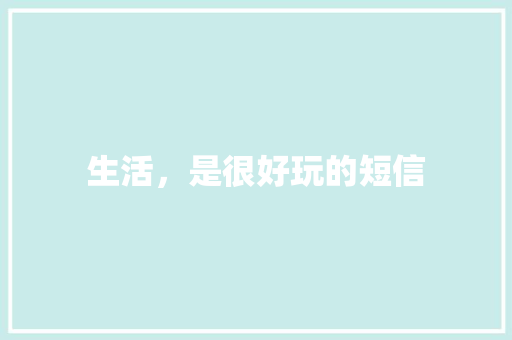 生活，是很好玩的短信