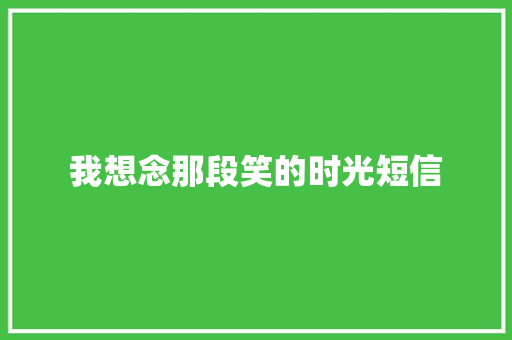 我想念那段笑的时光短信