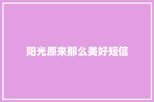 阳光原来那么美好短信