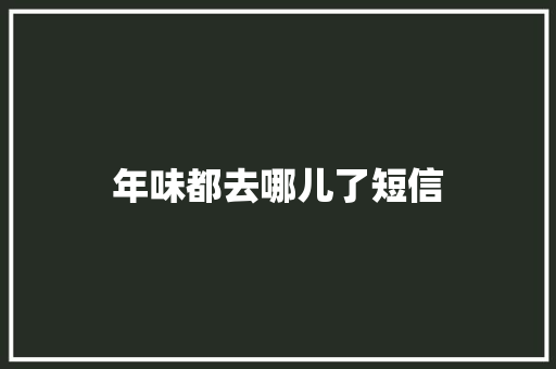 年味都去哪儿了短信