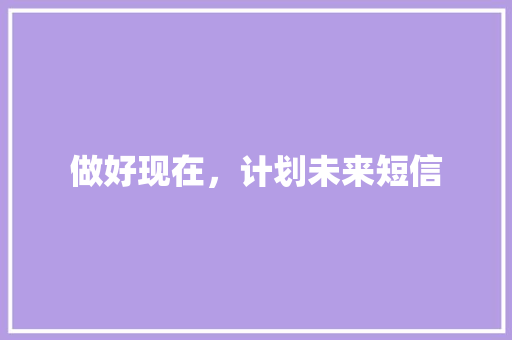 做好现在，计划未来短信