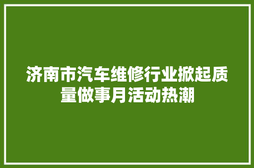 济南市汽车维修行业掀起质量做事月活动热潮