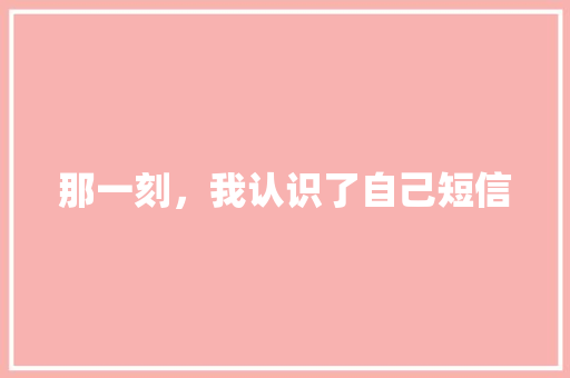 那一刻，我认识了自己短信