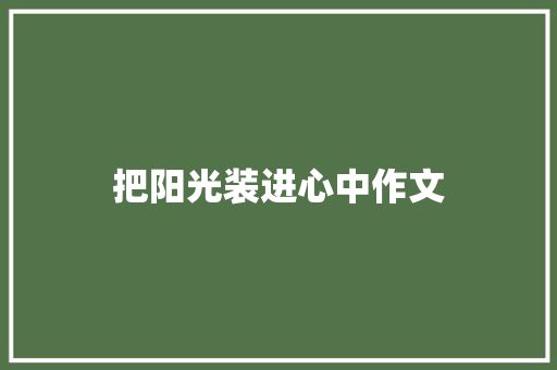把阳光装进心中作文