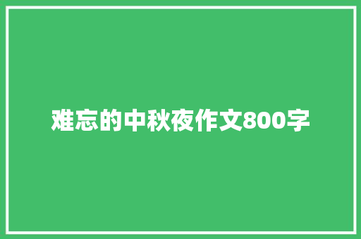 难忘的中秋夜作文800字