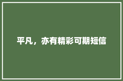 平凡，亦有精彩可期短信 知识百科