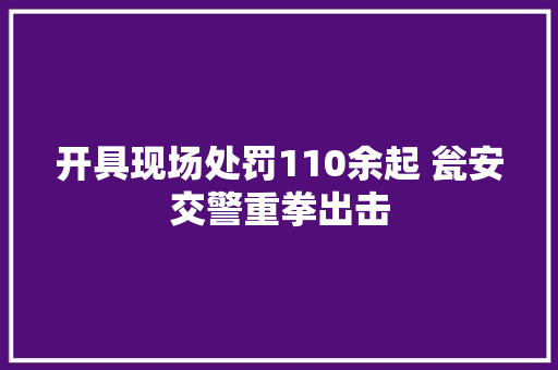开具现场处罚110余起 瓮安交警重拳出击
