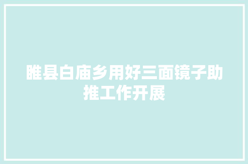 睢县白庙乡用好三面镜子助推工作开展