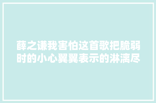 薛之谦我害怕这首歌把脆弱时的小心翼翼表示的淋漓尽致
