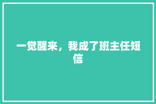 一觉醒来，我成了班主任短信
