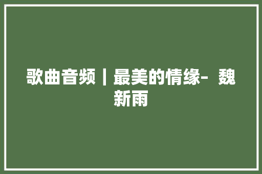 歌曲音频｜最美的情缘–  魏新雨