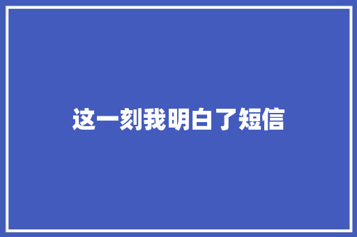 这一刻我明白了短信
