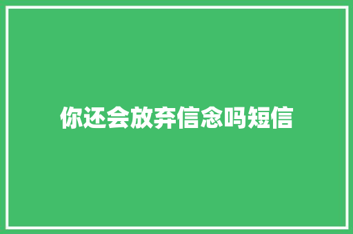 你还会放弃信念吗短信