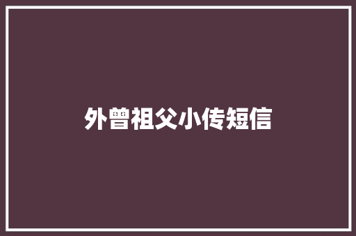 外曾祖父小传短信