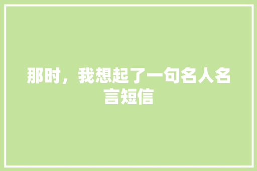 那时，我想起了一句名人名言短信