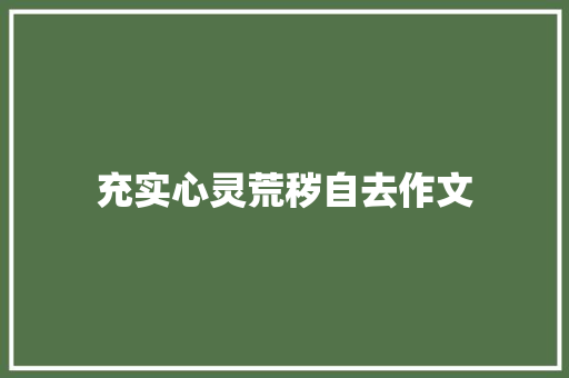 充实心灵荒秽自去作文