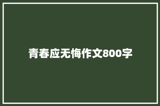 青春应无悔作文800字