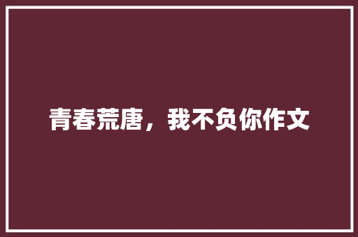 青春荒唐，我不负你作文