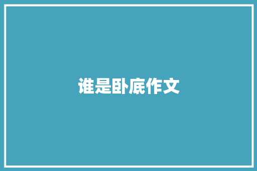 谁是卧底作文