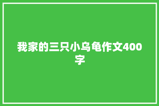 我家的三只小乌龟作文400字