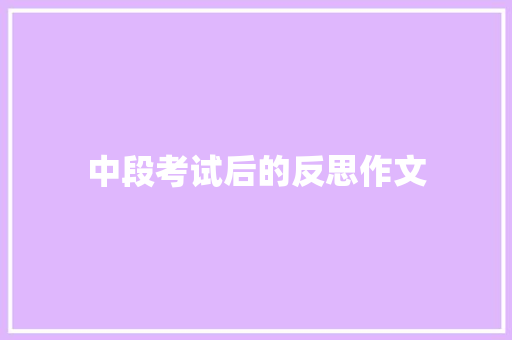 中段考试后的反思作文