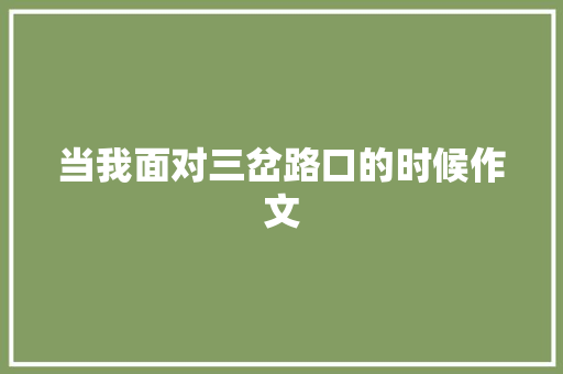 当我面对三岔路口的时候作文