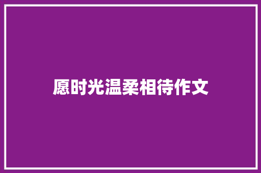 愿时光温柔相待作文
