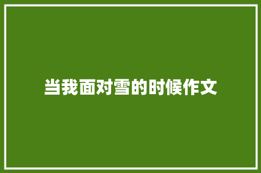 当我面对雪的时候作文