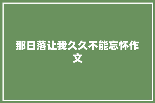 那日落让我久久不能忘怀作文