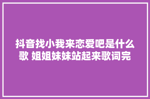 抖音找小我来恋爱吧是什么歌 姐姐妹妹站起来歌词完整版