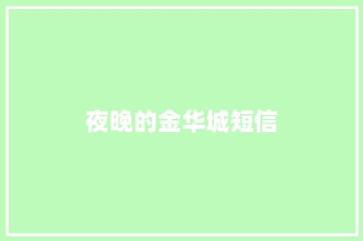 夜晚的金华城短信