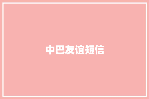 中巴友谊短信