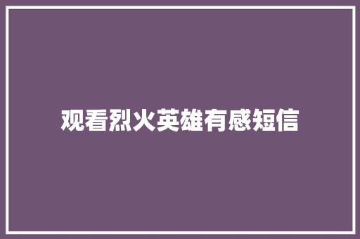 观看烈火英雄有感短信